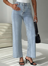 Fawcett High Rise Straight Leg Jeans Light Blue Wash Petite