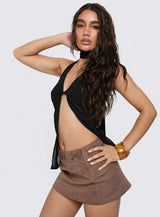 Jordayna Stud Mini Skirt Brown