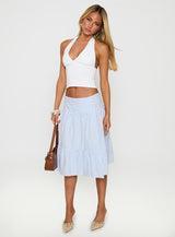 Cascades Low Rise Midi Skirt Blue / White Stripe