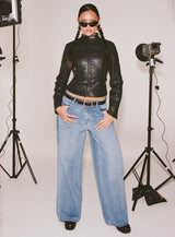 Naylor Mid Rise Wide Leg Jeans Light Blue Wash