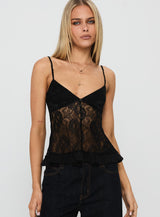 Weslee Lace Babydoll Top Black