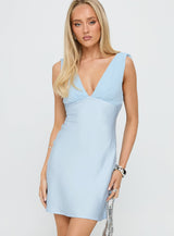 Bellarose Draped Back Mini Dress Baby Blue