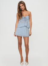 Rosenberg Strapless Top Blue