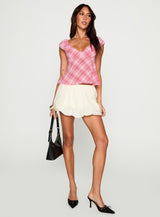 Jazz Club Top Pink Check