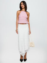 Freebirds Lace Midi Skirt White