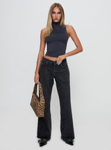 Serenitia Mid Rise Straight Leg Jeans Washed Black Petite