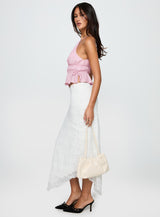 Freebirds Lace Midi Skirt White