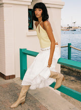 Calling For You Flowy Maxi Skirt White