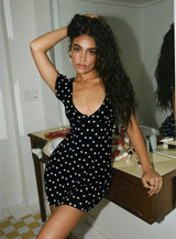 I Guess So Mini Dress Black Polka Dot Tall