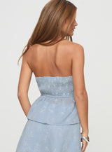 Rosenberg Strapless Top Blue