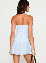 Archetype Strapless Mini Dress Blue Stripe