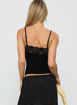 Rhiara Lace Trim Top Black