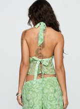 Finesse Halter Top Green Floral
