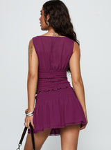I Belong Shirred Mini Skirt Wine