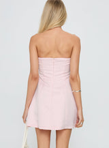 Genevie Strapless Bow Bust Mini Dress Light Pink