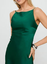 Yulia Boatneck Tie Up Mini Dress Emerald