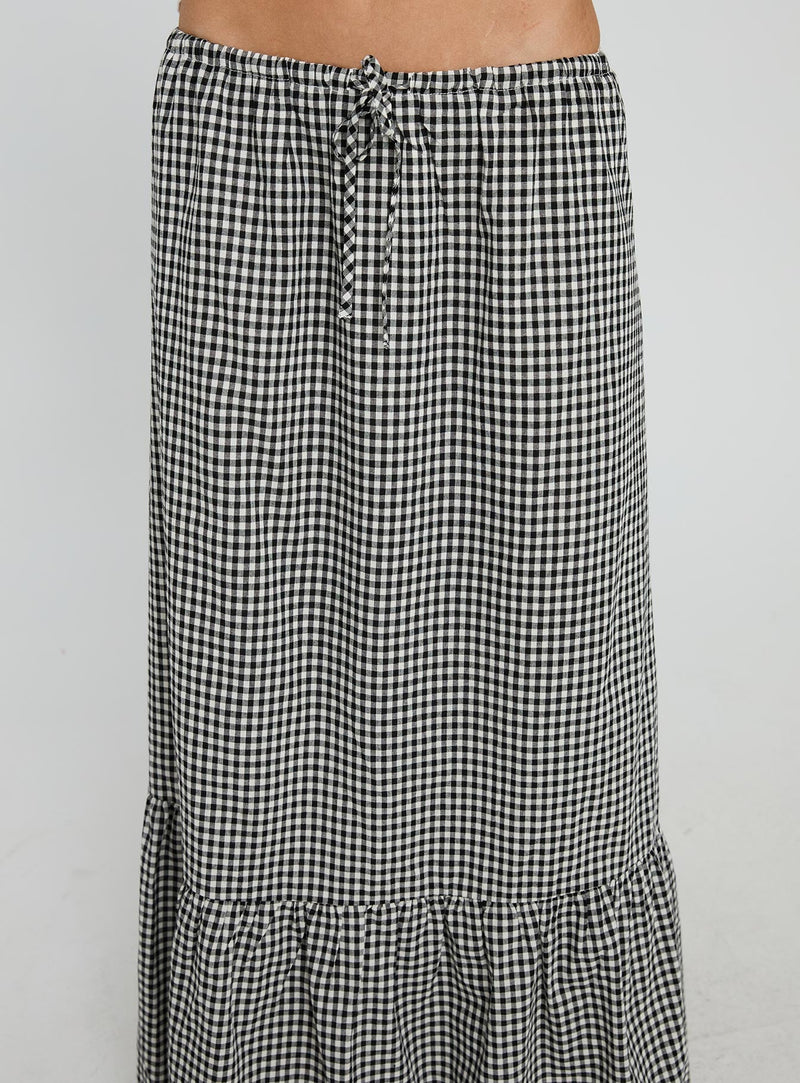 Modern Girl Maxi Skirt Black / White Gingham