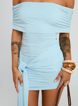 Island Girl Tie Skirt Mini Dress Light Blue