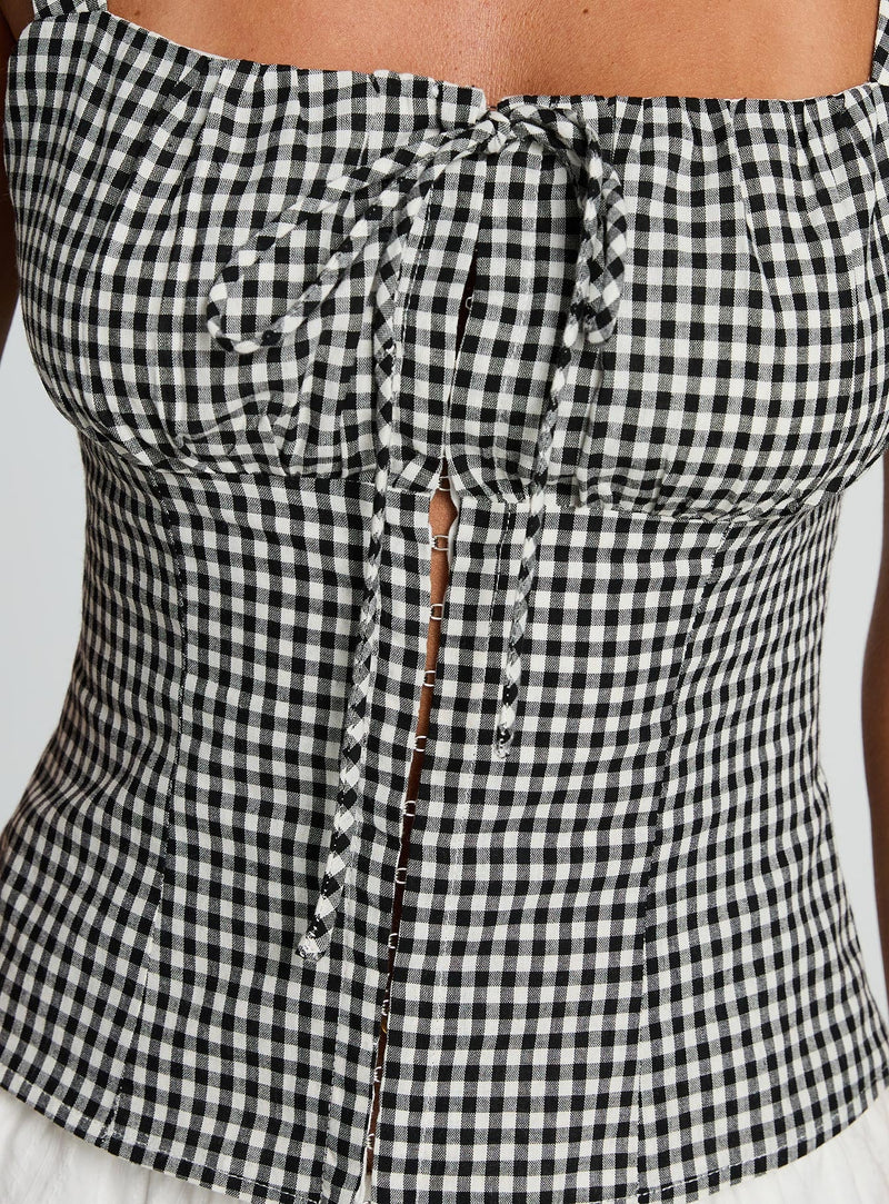 Modern Girl Top Black Gingham