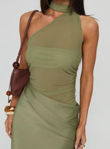 Indiara Halter Mesh Maxi Dress Green