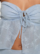 Rosenberg Strapless Top Blue