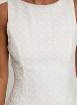Pacie Broderie Mini Dress White
