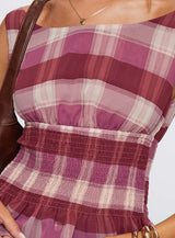 Sweet Honey Frill Top Pink Check