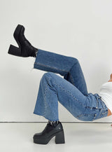 Fawcett High Rise Straight Leg Jeans Mid Blue Wash