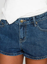 Dreamful Low Rise Mini Denim Short Mid Wash