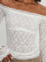 Mochapella Off The Shoulder Top White