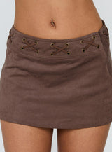 Jordayna Stud Mini Skirt Brown