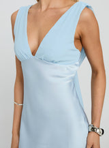 Bellarose Draped Back Mini Dress Baby Blue