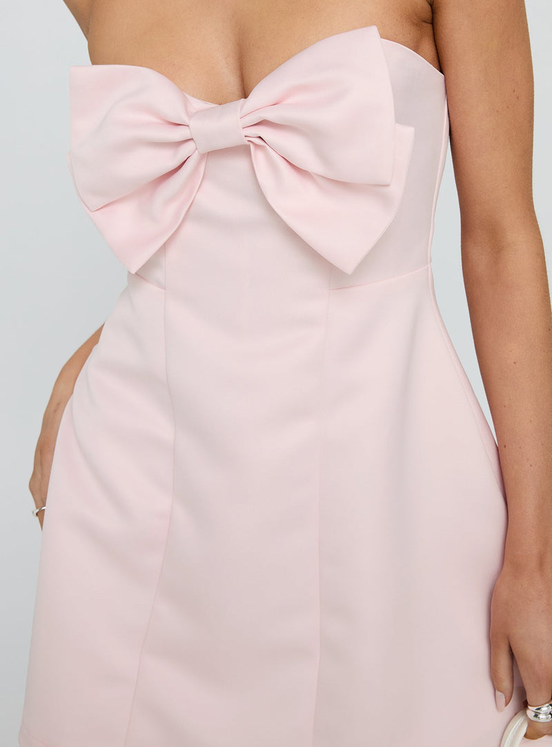 Genevie Strapless Bow Bust Mini Dress Light Pink