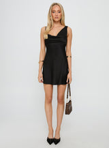 Xandra Cowl Neck Mini Dress Black