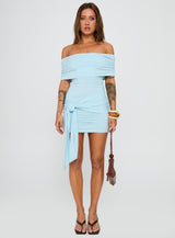 Island Girl Tie Skirt Mini Dress Light Blue