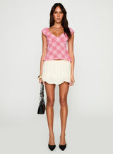 Jazz Club Top Pink Check
