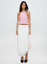 Freebirds Lace Midi Skirt White