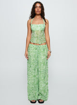 Finesse Halter Top Green Floral