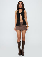 Jordayna Stud Mini Skirt Brown