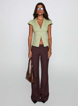 Crowd Control Collared Top Sage