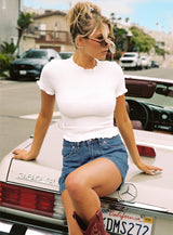 Pitcher Denim Mini Skirt Mid Blue Wash
