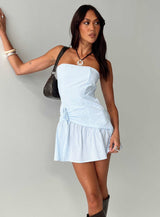 Archetype Strapless Mini Dress Blue Stripe
