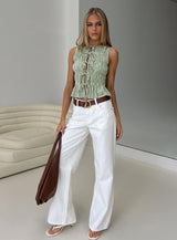Serenitia Mid Rise Straight Leg Relaxed Jeans White Wash