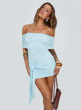 Island Girl Tie Skirt Mini Dress Light Blue