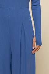 Go With The Flow Long Sleeve Jumpsuit - Blue Horizon