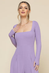 Go With The Flow Long Sleeve Jumpsuit - Lavender Haze