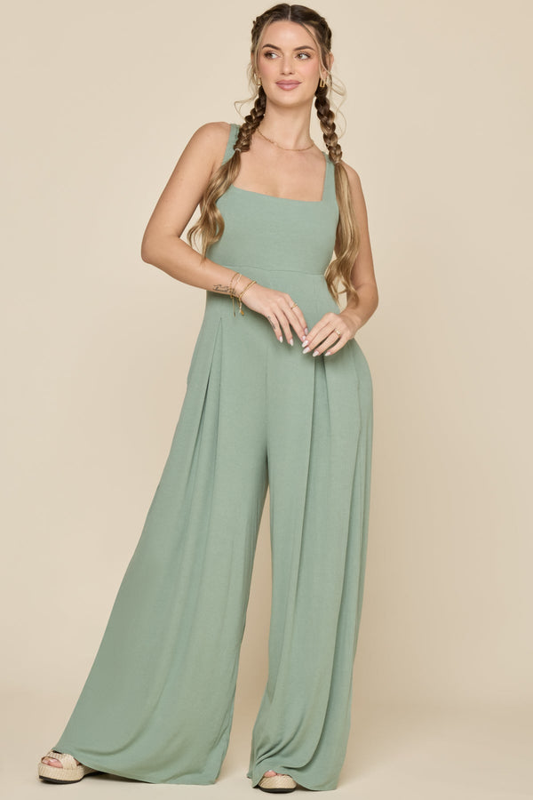 Go With The Flow Jumpsuit - Evening Moss