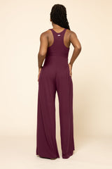 Go with the Flow Jumpsuit - Vineyard Wine
