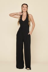 Halter Go with the Flow Jumpsuit - Black