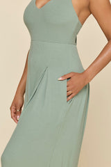 Halter Go with the Flow Jumpsuit - Evening Moss